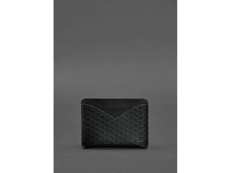 Кожаная визитница 5.0 черная Карбон, фото 3