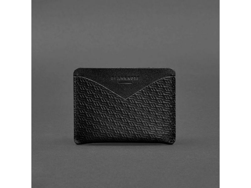 Кожаная визитница 5.0 черная Карбон, фото 4