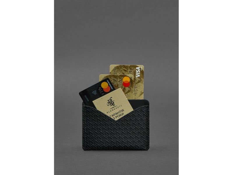 Кожаная визитница 5.0 черная Crazy Horse Карбон, фото 2