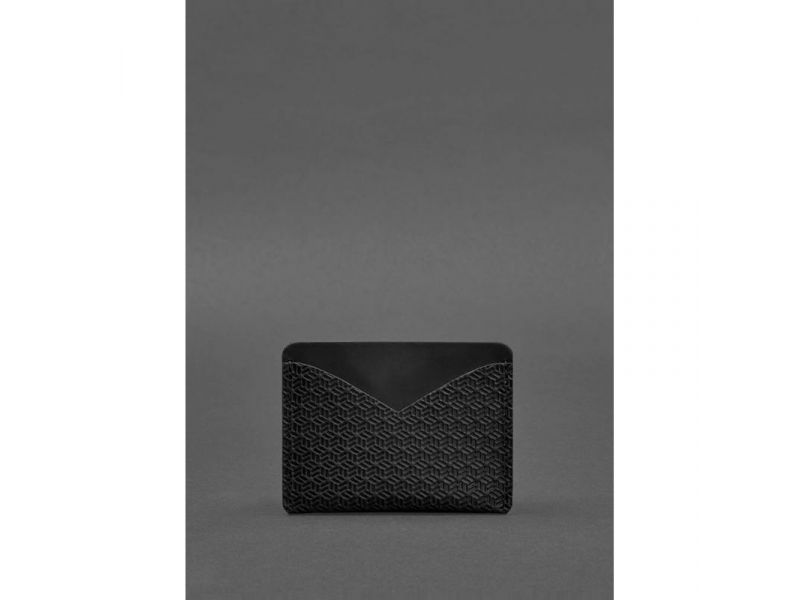 Кожаная визитница 5.0 черная Crazy Horse Карбон, фото 3