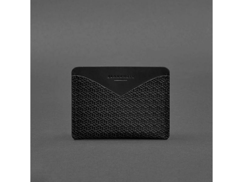 Кожаная визитница 5.0 черная Crazy Horse Карбон, фото 4