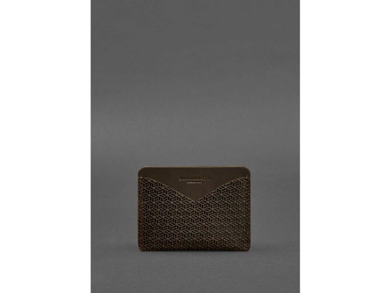 Кожаная визитница 5.0 темно-коричневый Crazy Horse Карбон, фото 1