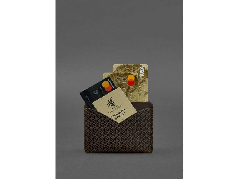 Кожаная визитница 5.0 темно-коричневый Crazy Horse Карбон, фото 2