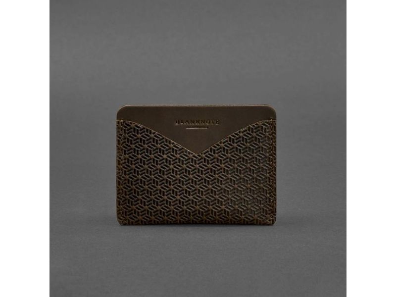 Кожаная визитница 5.0 темно-коричневый Crazy Horse Карбон, фото 4