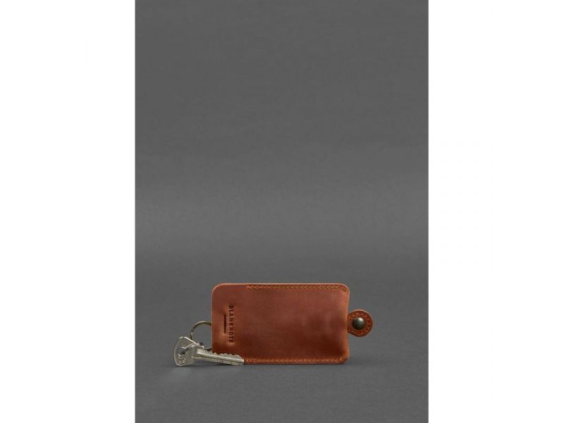 Кожаная ключница 1.0 светло-коричневая Crazy Horse, фото 2