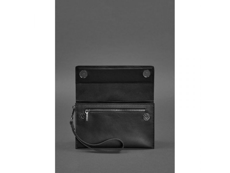 Кожаный мужской клатч-барсетка 3.0 черный краст, фото 5