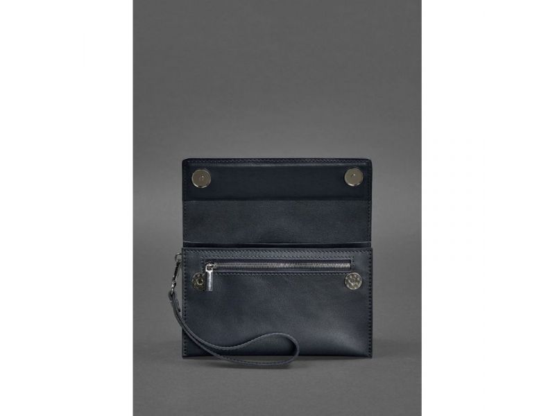 Кожаный мужской клатч-барсетка 3.0 синий краст, фото 4