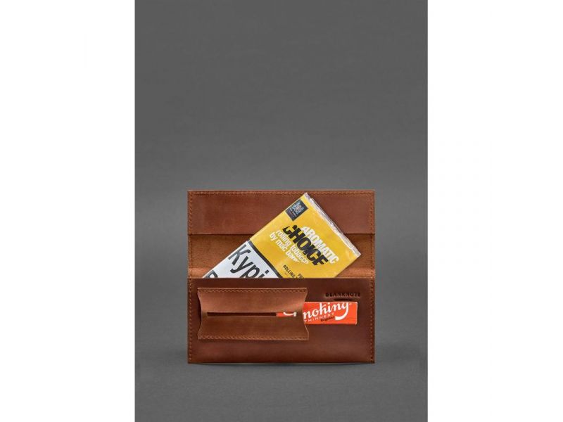 Кожаный кисет для табака 1.0 светло-коричневый Crazy Horse, фото 2