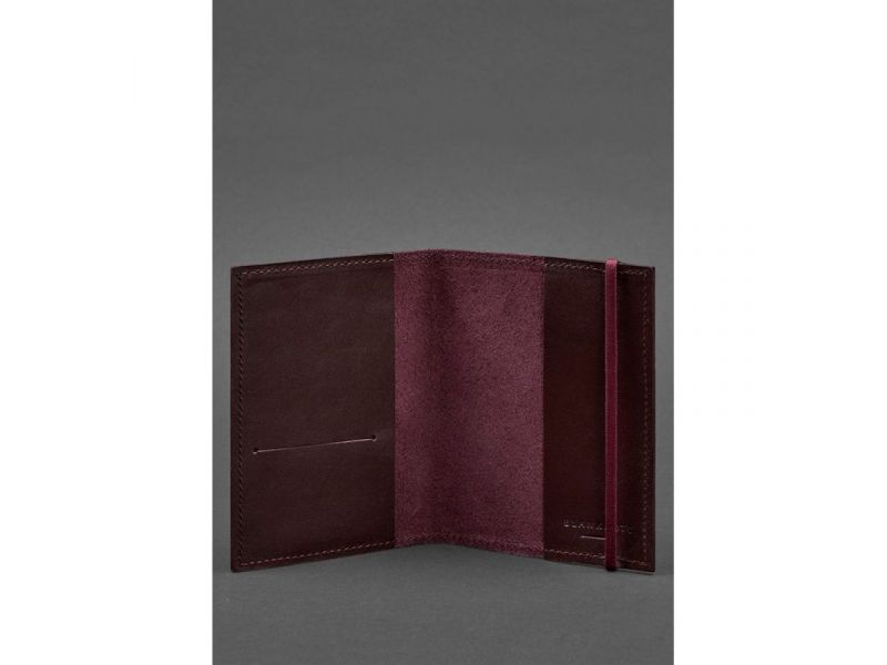 Кожаная обложка для паспорта 1.0 бордовая, фото 3