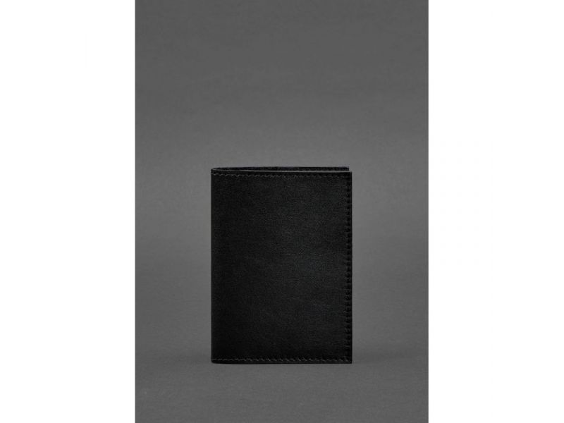 Кожаная обложка для паспорта и военного билета 1.2 черная Краст, фото 1