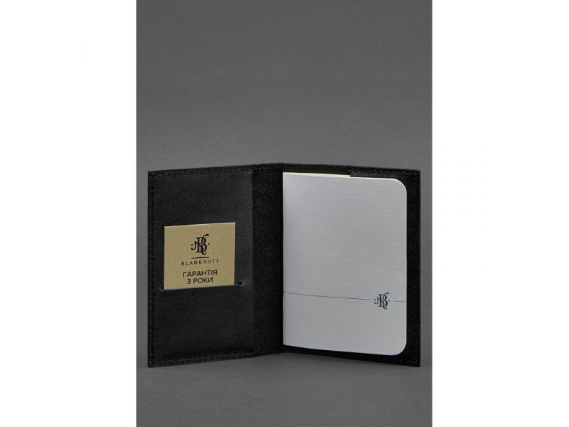 Кожаная обложка для паспорта и военного билета 1.2 черная Краст, фото 2
