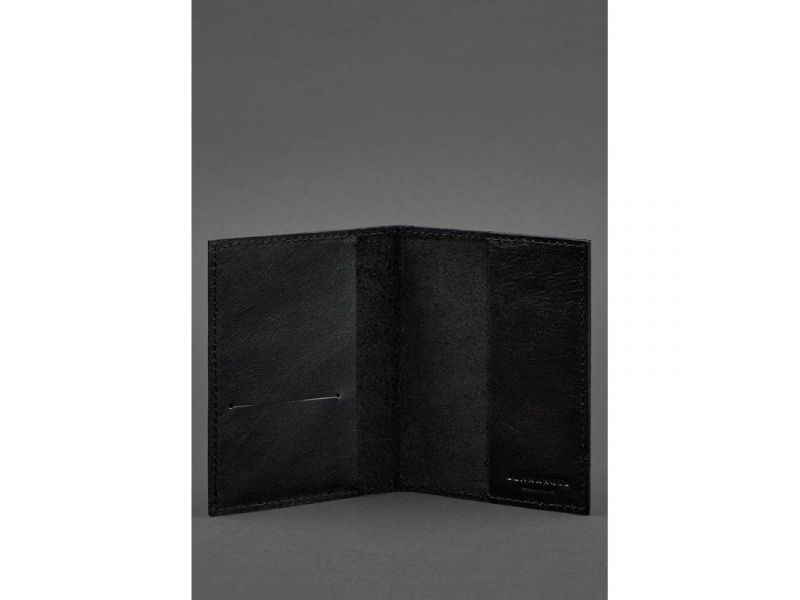 Кожаная обложка для паспорта и военного билета 1.2 черная Краст, фото 3