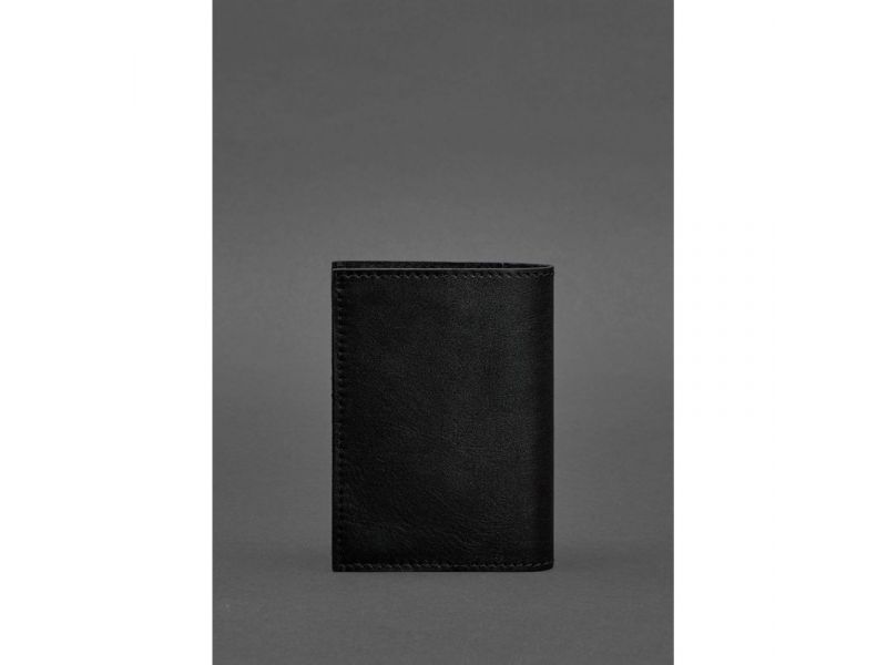 Кожаная обложка для паспорта и военного билета 1.2 черная Краст, фото 4