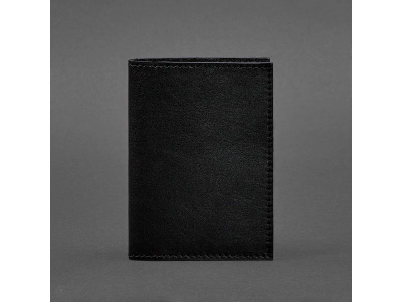 Кожаная обложка для паспорта и военного билета 1.2 черная Краст, фото 5