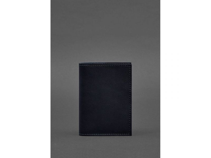 Кожаная обложка для паспорта и военного билета 1.2 синяя Краст, фото 1