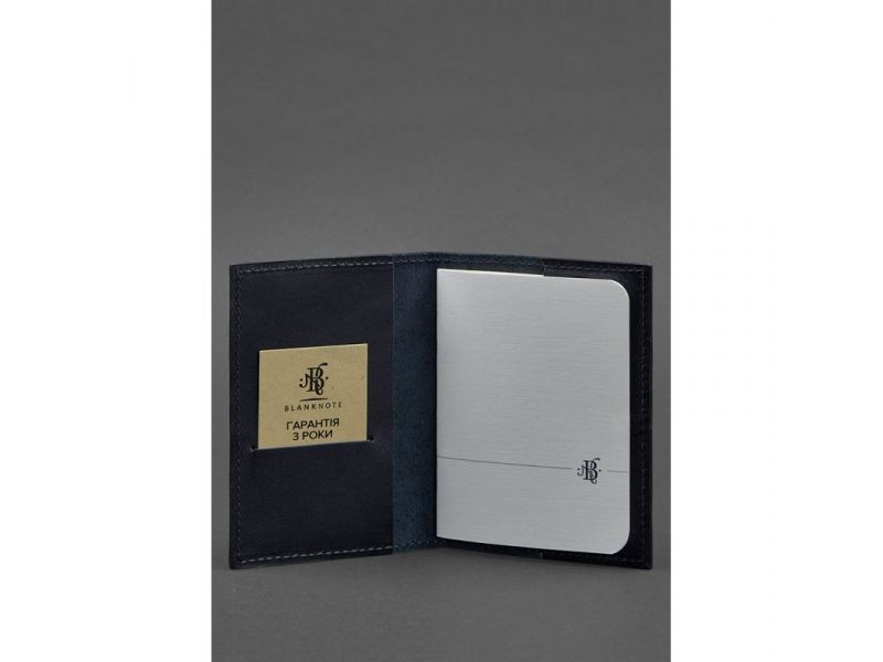 Кожаная обложка для паспорта и военного билета 1.2 синяя Краст, фото 2