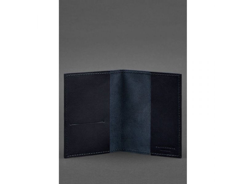 Кожаная обложка для паспорта и военного билета 1.2 синяя Краст, фото 3