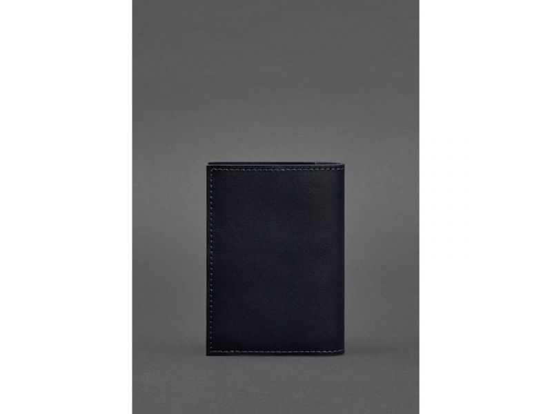 Кожаная обложка для паспорта и военного билета 1.2 синяя Краст, фото 4