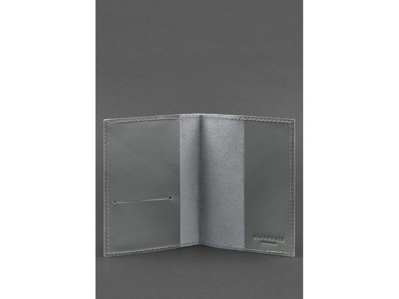 Кожаная обложка для паспорта и военного билета 1.2 серая, фото 3