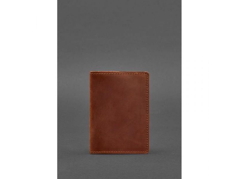 Кожаная обложка для паспорта и военного билета 1.3 светло-коричневая Crazy Horse, фото 1