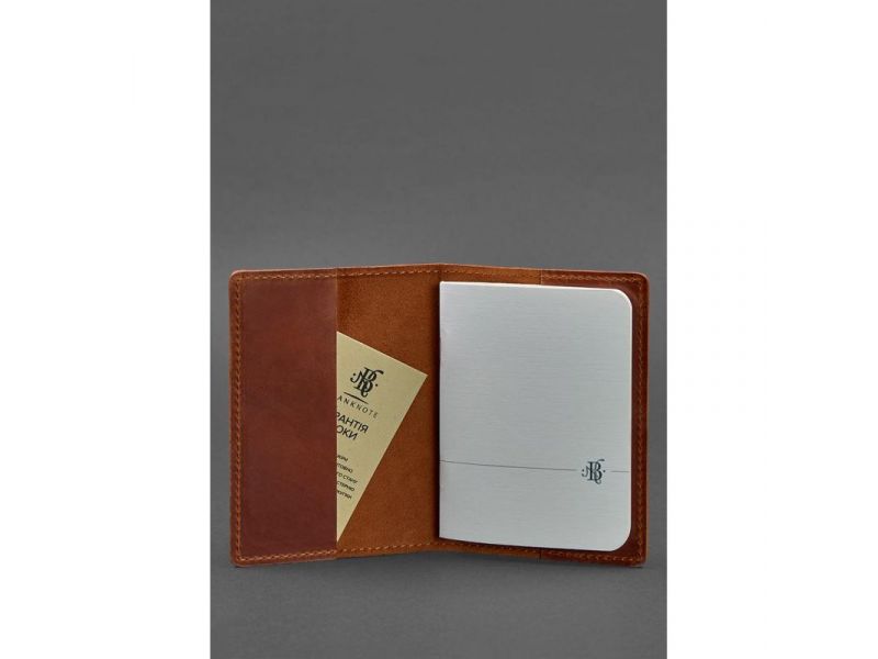 Кожаная обложка для паспорта и военного билета 1.3 светло-коричневая Crazy Horse, фото 2