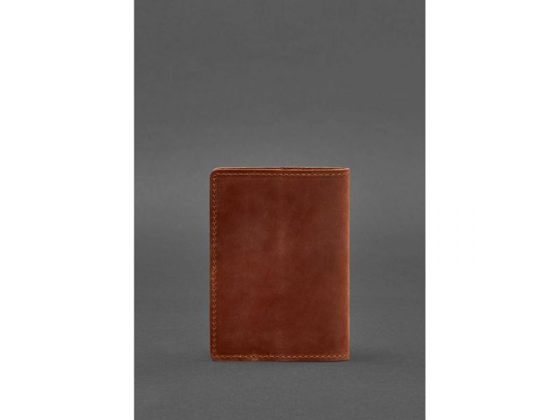 Кожаная обложка для паспорта и военного билета 1.3 светло-коричневая Crazy Horse, фото 4