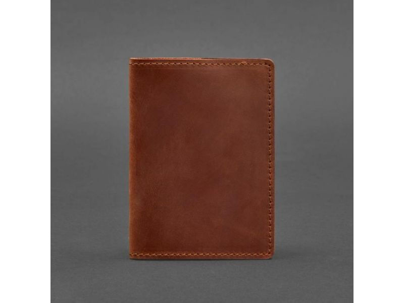 Кожаная обложка для паспорта и военного билета 1.3 светло-коричневая Crazy Horse, фото 5