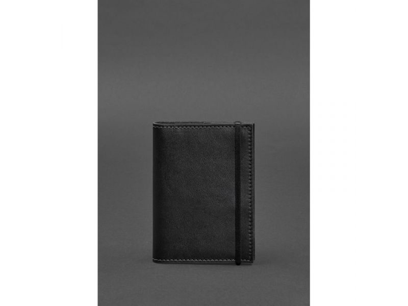 Кожаная обложка для паспорта 1.0 черная краст, фото 1