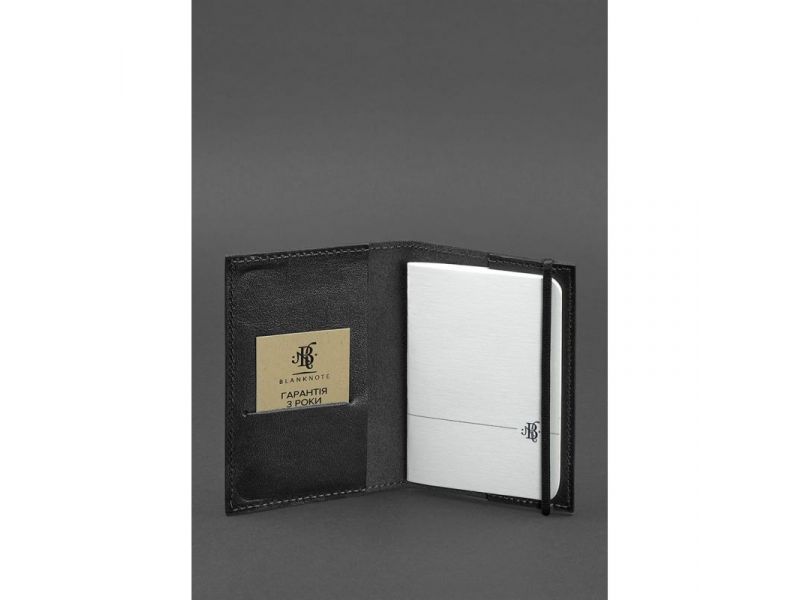 Кожаная обложка для паспорта 1.0 черная краст, фото 2