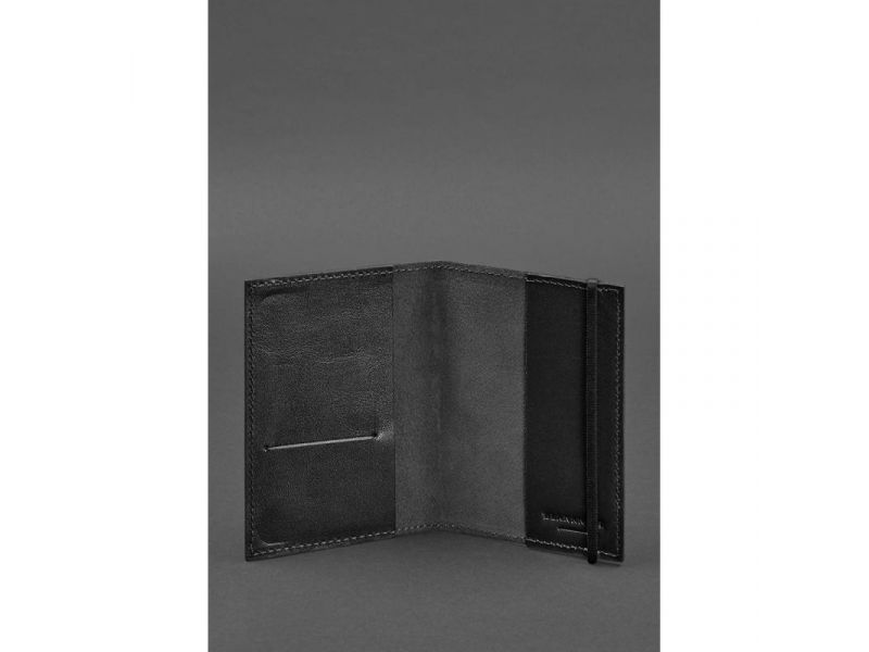 Кожаная обложка для паспорта 1.0 черная краст, фото 3