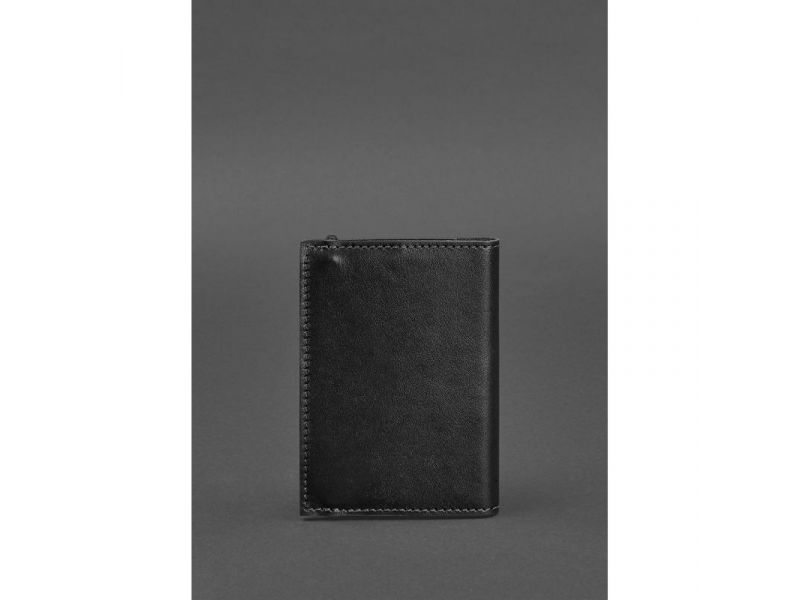 Кожаная обложка для паспорта 1.0 черная краст, фото 4