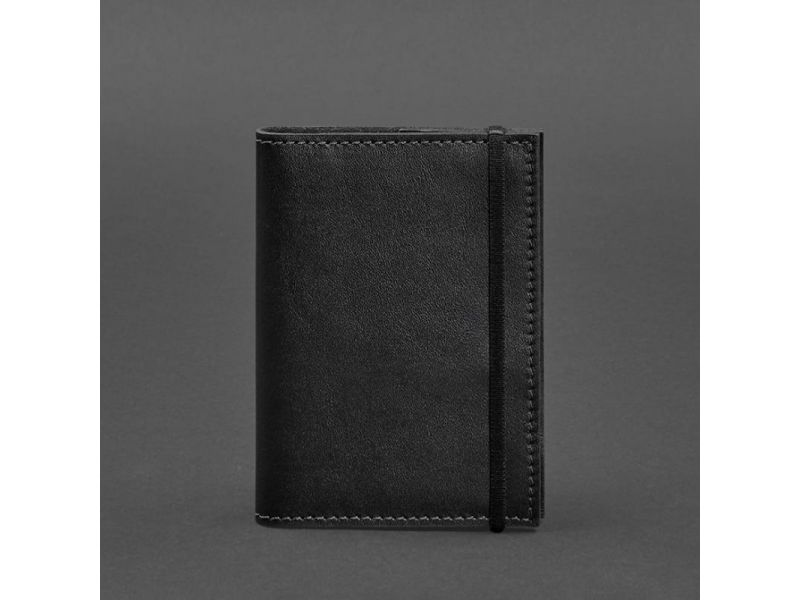 Кожаная обложка для паспорта 1.0 черная краст, фото 5