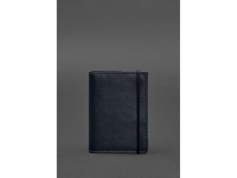 Кожаная обложка для паспорта 1.0 темно-синяя краст, фото 1