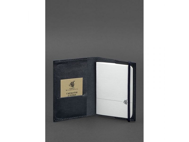 Кожаная обложка для паспорта 1.0 темно-синяя краст, фото 2