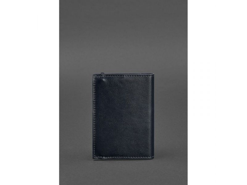 Кожаная обложка для паспорта 1.0 темно-синяя краст, фото 4