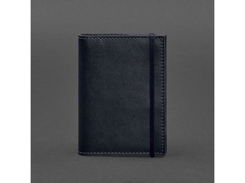 Кожаная обложка для паспорта 1.0 темно-синяя краст, фото 5