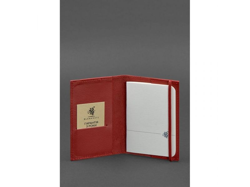 Кожаная обложка для паспорта 1.0 красная краст, фото 2