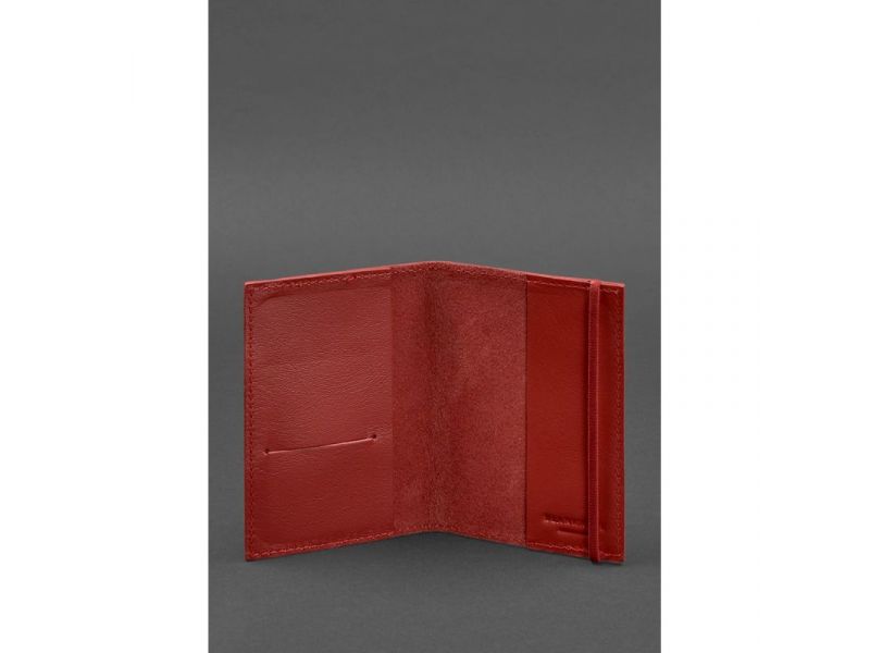 Кожаная обложка для паспорта 1.0 красная краст, фото 3