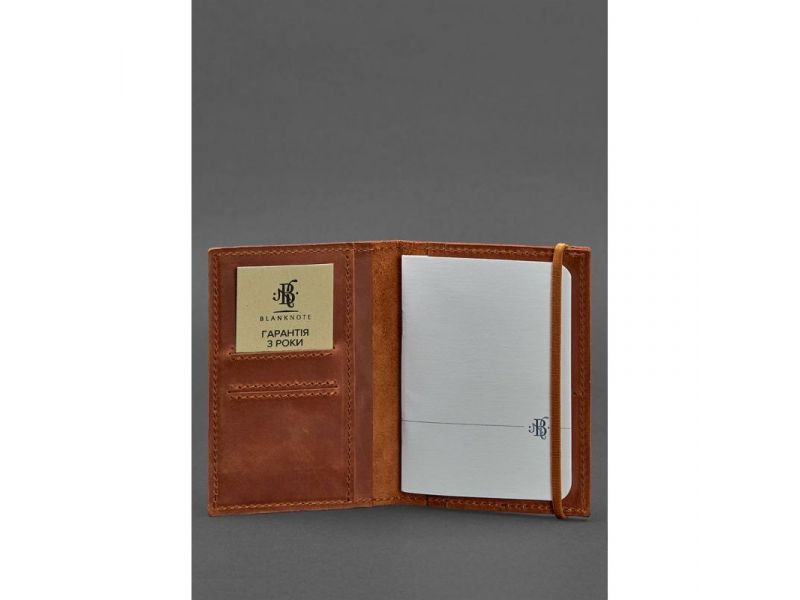 Кожаная обложка для паспорта 2.0 светло-коричневая Crazy Horse, фото 2