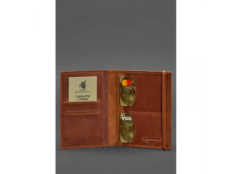 Кожаная обложка для паспорта 2.0 светло-коричневая Crazy Horse, фото 3