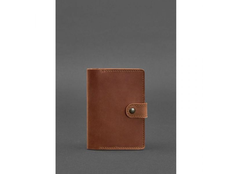 Кожаная обложка для паспорта 3.0 светло-коричневая Crazy Horse, фото 1