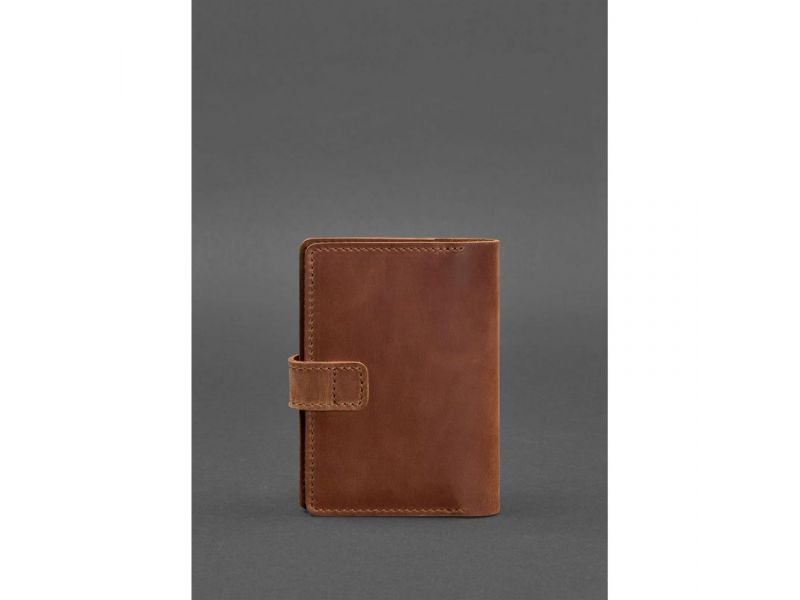 Кожаная обложка для паспорта 3.0 светло-коричневая Crazy Horse, фото 4