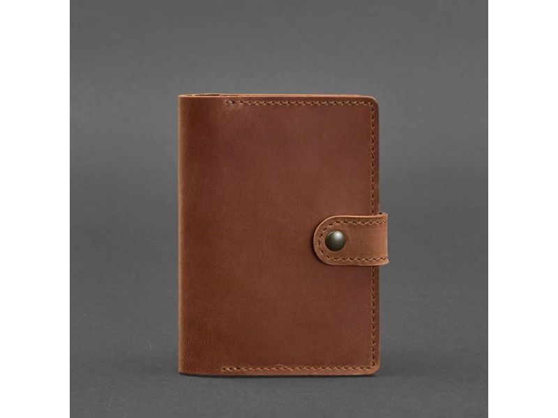 Кожаная обложка для паспорта 3.0 светло-коричневая Crazy Horse, фото 5