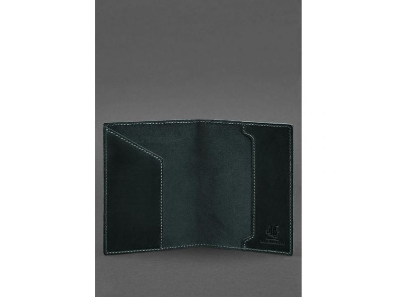 Кожаная обложка для паспорта с австрийским гербом зеленая Crazy Horse, фото 3