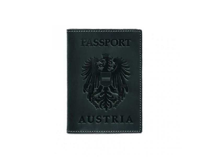 Кожаная обложка для паспорта с австрийским гербом зеленая Crazy Horse, фото 5