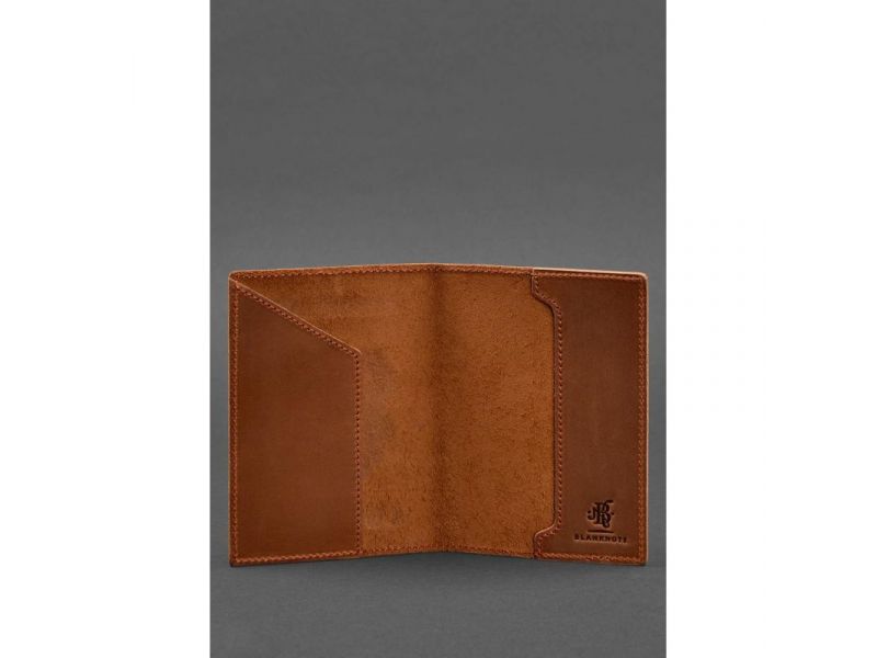 Кожаная обложка для паспорта с австрийским гербом светло-коричневая Crazy Horse, фото 3