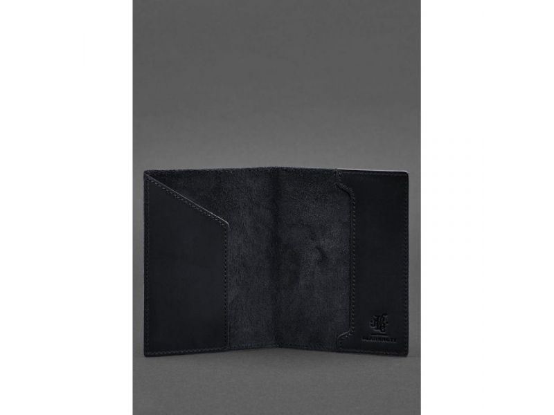 Кожаная обложка для паспорта с австрийским гербом темно-синяя Crazy Horse, фото 3