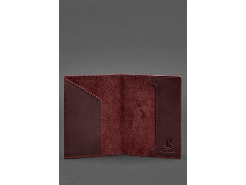 Кожаная обложка для паспорта с австрийским гербом бордовая Crazy Horse, фото 3