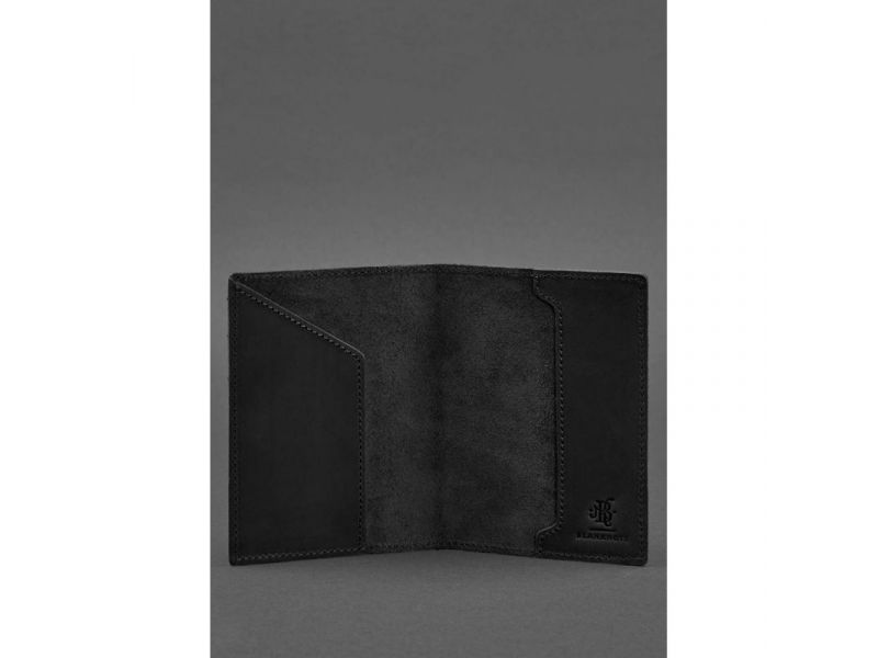 Кожаная обложка для паспорта с канадским гербом черная Crazy Horse, фото 3