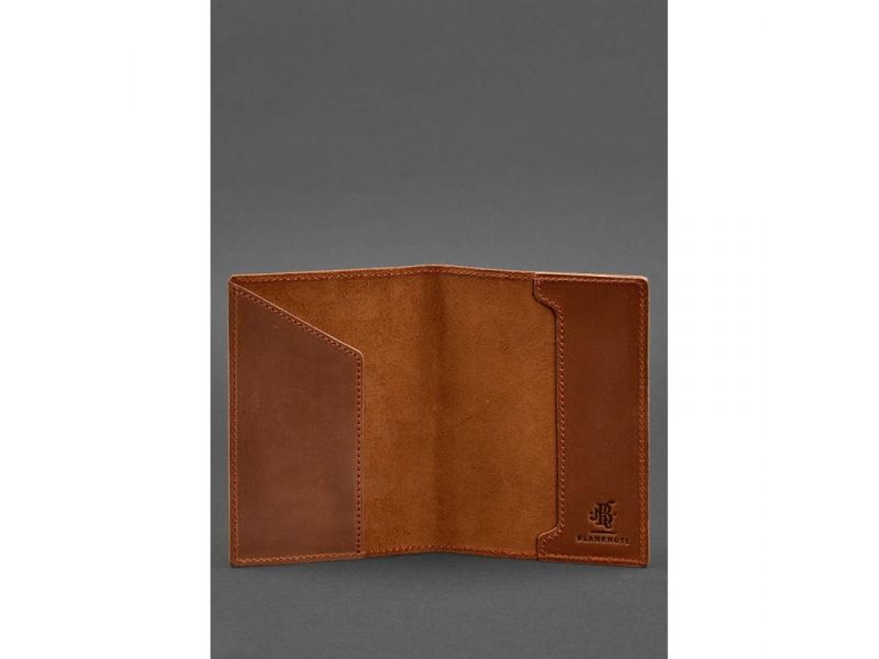 Кожаная обложка для паспорта с канадским гербом светло-коричневая Crazy Horse, фото 3